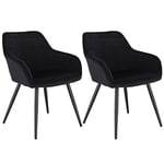 WOLTU Lot de 2 Chaises de Salle à Manger avec accoudoirs, Chaise de Salon Structure en métal et Assise en Velours,Noir BH93sz-2