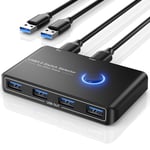 Switch Usb 3.0,2 Entrées 4 Sorties Commutateur Usb Kvm Switch 4 Ports Pour 2 Pcs Pour Clavier Souris Clé Usb Disque Dur Externe Imprimante Scanner 2 Câbles Usb 3.0 Inclus