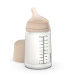 Suavinex, Biberon Anti Colique Zero Zero, avec Tétine Débit Moyen (M) en Silicone, pour Bébés +3 Mois, Idéal pour l'Allaitement Mixte, Tétine Imitant le Sein, Lait Maternel et Poudre, 270 ml, Light