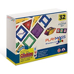 Playmags 32-Piece Colorful Tile Set, Unique Award-Winning Magnetic Building Tiles for Kids, Creativity, and Educational Building Toys for Children, Magnetic Tiles For Kids STEM Approved