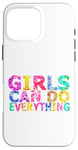 Coque pour iPhone 16 Pro Max Message positif amusant « Girls Can Do Everything »