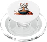 Chat mignon mangeant des pâtes PopSockets PopGrip pour MagSafe