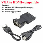 Grwibeou-Convertisseur vidéo compatible VGA vers HDMI,câble audio 1080mm,adaptateur mâle vers femelle pour PC,ordinateur portable vers moniteur,3.5 P - Type Black