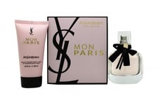 YVES SAINT LAURENT MON PARIS GIFT SET 50ML EDP + 50ML BODY LOTION - WOMEN'S. NEW