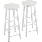 Lot de 2 Tabourets de Bar/Bistrot WOLTU, Tabouret de cuisine, Chaise de salle à manger, Structure en métal, Siège en MDF, Blanc