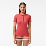 Lacoste Polo L.12.D slim fit coton côtelé Taille 38 Rouge Sierra