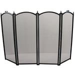 Home Discount Fire Vida Fire Screen 4 Panel, Black