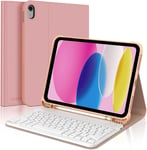 Coque Clavier Pour Ipad 10eme Generation 10.9"" 2022, Azerty Clavier Bluetooth Détachable Magnétique Pour Ipad 10 Eme Generation 2022, Rose