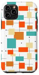 iPhone 11 Pro Orange Turquoise Squares Retro Mid Century Modern Pattern Case