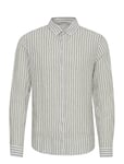 Cfanton Ls Bd Striped Linen Mix Shi Green Casual Friday