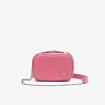 Lacoste Womens Accessories Origin Croc Top Grain Leather Square Shoulder Bag in Pink Leather (archived) - One Size