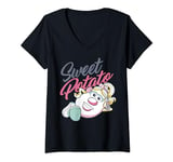 Womens Mr. Potato Head Valentine's Day Mrs. Sweet Potato Retro V-Neck T-Shirt