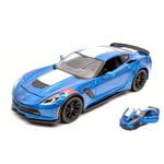 CHEVROLET CORVETTE GRAN SPORT 2017 BLUE WITH WHITE STRIPES 1:24 Maisto Die Cast