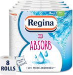 Regina XXL Absorb Kitchen Towels – 8 Rolls Per Pack, Super Absorbent 2-ply Kitchen Towels, 75 Sheets Per Roll, Extra-large Sheets, 50 percent More Absorbent Than Previous XXL Products, Easy Open Pack