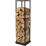 Spetebo - Support de bois de cheminée en métal noir - 115 x 31 cm - étagère à bois de chauffage en fer au design industriel - aide à l'empilage du