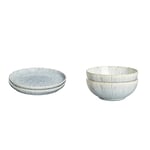 Denby Monsoon Filigree 16 Piece Set & 199048817 Halo Speckle 2 Piece Coupe Cereal Bowl Set