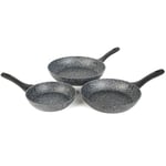 Salter BW11459BRMFOB Megastone Thermo Collar 3 Piece Frying Pan Set, 9 X Longer Lasting Non-Stick, Corrosion & Scratch-Resistant Forged Aluminium, Heat Indicator Collar, Metal Utensil Safe, 20/24/28cm