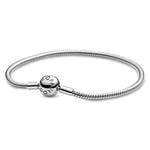 Pandora Icons Snake chain silver bracelet with round clasp, 21