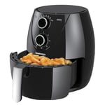 Daewoo Manual Air Fryer, 4 Litres, Uses Less Oil, Healthier Living, Bake, Roast, Grill, 30 Minute Timer, Temperature Control, Non Slip Feet, Ideal For 4-5 People, Sleek And Stylish Design, Black