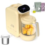 Baby Food Maker, 5 in 1 Baby Food Processor, Smart Control Multifunctional Steamer Grinder with Steam Pot, Auto Cooking & Grinding, Baby Food Warmer Mills Machine Yellow