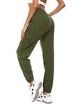 Doaraha Pantalon Jogging Femme en Coton Large avec 4 Poches Léger Confortable et Agréable à Porter Idéal pour Sport Yoga et Fitness en Hiver Grande Taille S-XXL,L,Vert Foncé,L