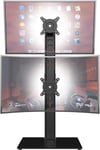 Dual Monitor Stand - Vertical Stack Screen Free-Standing Monitor Riser Fits Two