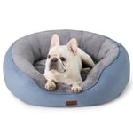 Bedsure Small Dog Bed Washable - Large Cat Beds for Indoor Cats and Puppy, Round Dog Bed Sofa for Medium Dogs with Slip-Resistant Bottom, Frost Blue, 76x61x20cm