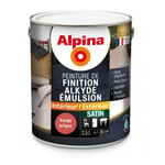 Peinture Alpina Alkyde émulsion 2,5L Satin - Rouge brique - Intérieur - Boiserie