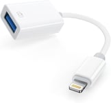 Adaptateur USB pour iPhone 14,[Certifié Apple MFi] OTG Câble Adaptateur pour iPhone iPad,Adaptateur de caméra USB pour iPhone,Prend en Charge Disque USB,Clavier,Souris,Lecteur de Carte,HUBS,MIDI