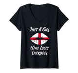 Womens Lips and Mouth Love Saint-George's Cross Flag Liverpool V-Neck T-Shirt