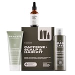 ManCave Caffeine+ Scalp & Hair Kit with 3 Haircare Essentials for Healthier Hair and Scalp, Scalp Care Shampoo, Caffeine Conditioner and Caffeine+ Scalp Serum, Sulphate Free, Vegan, Cruelty Free