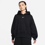 Nike Luvtröja NSW Phoenix Fleece - Svart/Vit Dam, storlek Large