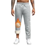 Pantalon Polaire Homme Jogging Hiver Chaud Thermique Coton Sport Pantalons Ample Large Grande Taille Bas de Survêtement Homme XS Jambe Droite Gris Clair