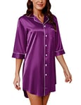 Sumeyuyu Robe de Nuit en Satin pour Femme,Chemise de Nuit pour Femmes Satin Col en V Vêtement de Nuit pour Femme