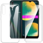 1 Pack verre trempé + Coque Wiko View 4 6.52" Souple Silicone étui Protection Housse TPU Transparent Case