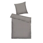 Herding Tom Tailor Draps de Flanelle, 80x80 cm + 135x200 cm, 100% Coton/Flanelle, avec Motif réversible et Fermeture éclair colorée, Classic Check Grey, Beige (Anthracite & Sunny Sand)