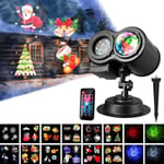 Projecteur LED 16 diapositives 2 en 1 extérieur / intérieur Lumière de Projection avec télécommande pour Noël Halloween Fête