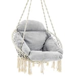 SONGMICS GDC042G01 Hanging Swing Chair with Thick Cushion, Holds up to 120 kg, for Garden, Balcony, Living Room, Patio, Scandinavian Style, Modern, Be