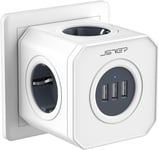 Cube Multiprise Murale,Prise Multiple Usb 7 En 1 Bloc Multiprise 4 Prise Usb Secteur Avec 3 Ports Usb Chargeur(15,5W) Pour La Maison Le Bureau Les Voyages Compatible Avec Phone, Portable-Blanc