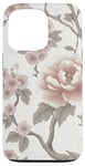 Coque pour iPhone 13 Pro Motif rose pâle et gris délicat