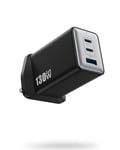 130W USB C Charger Plug,GaN III 3-Port Fast Charging Station Hub,PD 65W Compact Wall Charger Compatible with MacBook Pro/Air, iPad Pro,Galaxy S24/S23, Dell XPS 13, 16 Pro/16/15,Pixel,Steam Deck etc