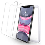 Lugege Protecteur d'écran pour iPhone Xr/iPhone 11, verre trempé HD, anti-rayures compatible avec la plupart des coques, 6,1 pouces, lot de 3 Claire