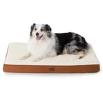 Bedsure Extra Large Dog Bed Washable - Orthopedic Dog Pillow and Mattress Mat for Dog Crate with Removable Plush Sherpa Cover, Clay Brown, 104x74x9cm