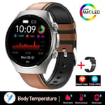 2024 Uusi Laserhoito Kolme High Smart Watch Miesten Ekg Verensokeri Terveys Tracker Älykello Bluetooth Call For Huawei Xiaomi_brown leather_Blood glucose