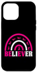 iPhone 15 Pro Max Pink Ribbon Support BELIEVER Breast Cancer Awareness Women Case