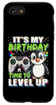 Coque pour iPhone SE (2020) / 7 / 8 It's My Birthday Penguin Time to Level Up Jeu vidéo