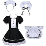 2022 Lolita Maid Kostymer Fransk Maid Klänning Flickor Kvinnor Anime Cosplay Kostym Servitris Maid Party Scen Kostymer Set Elegant black XL