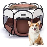 Nobleza - Parc pour Chien en Tissu Oxford Imperméable Enclos Extérieur pour Animaux Enclos Pliable pour Chiens, Clôture pour Intérieur ou Extérieur pour Chiens, Chats, Lapins, 92x92x58cm(Marron)