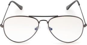 Blue Block Pilot Lunettes pour ordinateur pour homme et femme, protection contre la lumière bleue de l'écran lumineux, dioptrie neutre, couleur gris, emballage avec sac à lunettes, 21 g.[G2163]