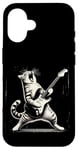 Coque pour iPhone 16 Guitare chat à bascule jouant hilarant Kitty Cat Guitarist